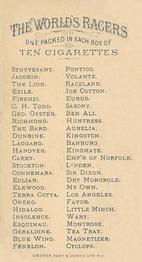 1888 Allen & Ginter World's Racers (N32) #NNO Elkwood Back